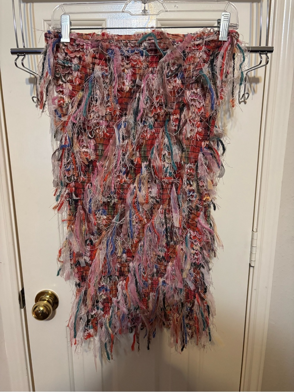 Multicolor Fringe Midi Skirt